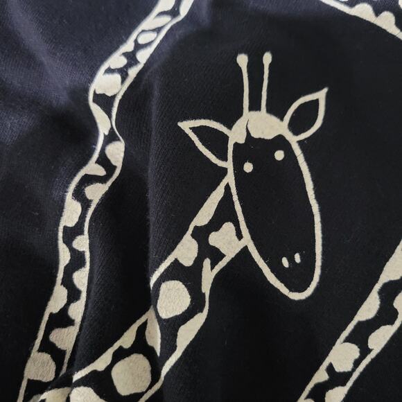 Vintage Cite Giraffe Knit Dress Black Maxi Art To Wear Print Lounge Casual Small - Picture 12 of 14